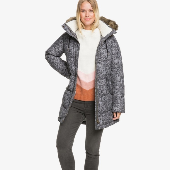 Roxy NWOT Ellie Printed Waterproof Longline Puffer Jacket (M) - Picture 9 of 16
